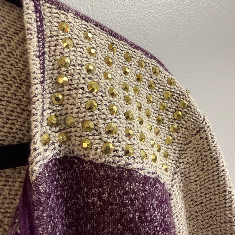 Style & Co. Purple and Cream Women's Cardigan. Size PM - Picture 6 of 7